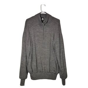 Footjoy Men’s 100% Wool 1/4 Zip Sweater Performance Lined Gray Golf Size Medium